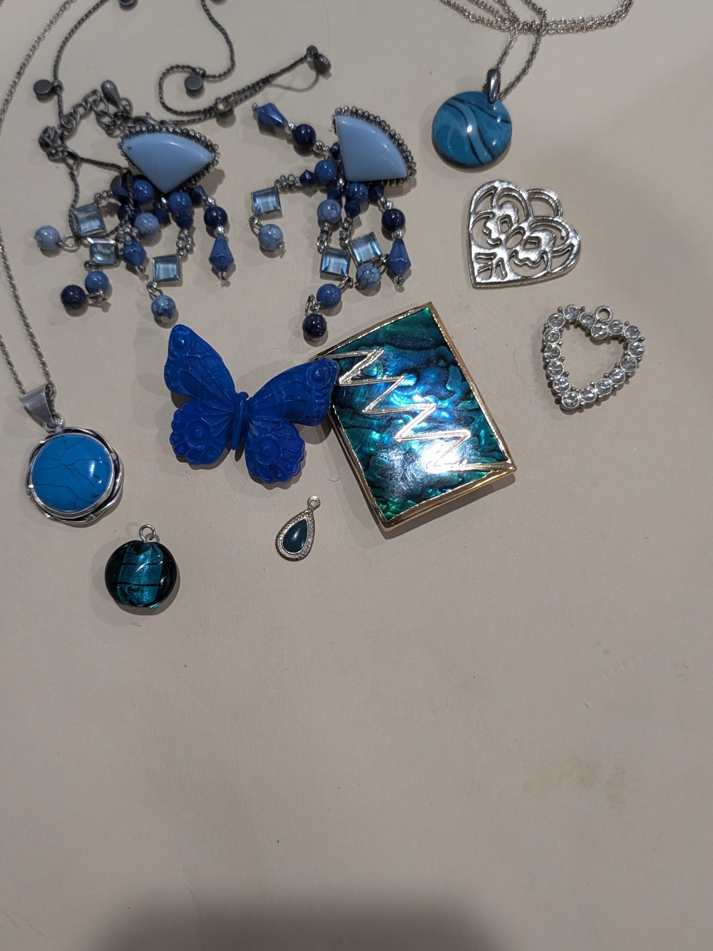 Blue Multi-Piece Women’s Jewelry Set - Assorted Blue Pendants & Earrings
